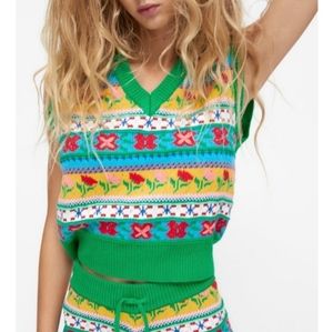Floral Jacquard Knit Vest Zara